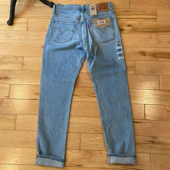 Levi’s 501 button fly skinny light wash denim 25x28 jeans - Picture 6 of 12